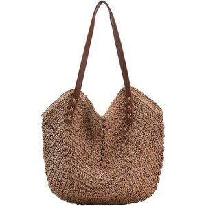 Straw Bag for Women Summer Beach Bag Soft Woven Tote Bag